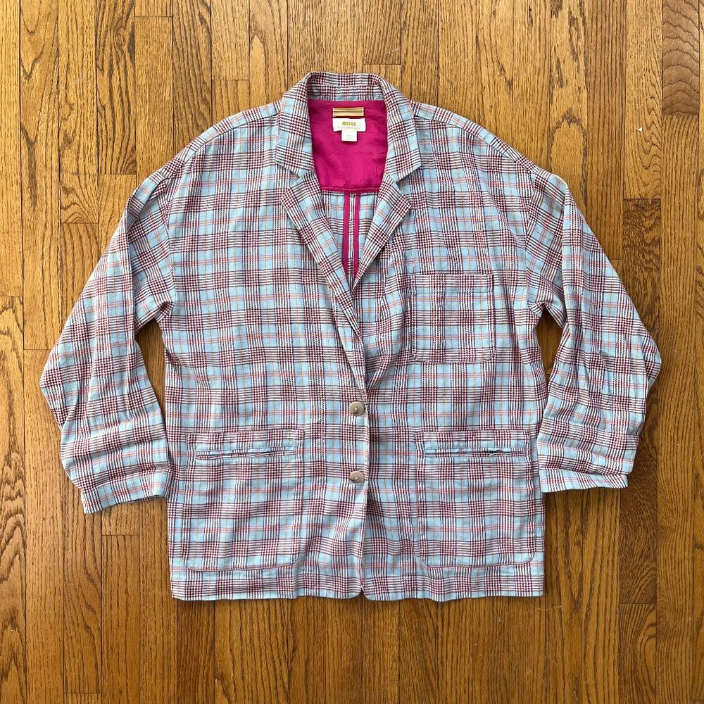 Maeve by Anthropologie plaid button down blazer